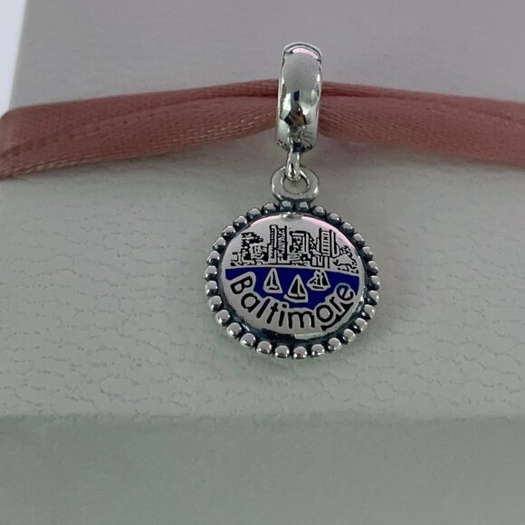 Pandora Baltimore Maryland Charm-Travel Pendant, s925 Sterling Silver - Picture 3 of 4